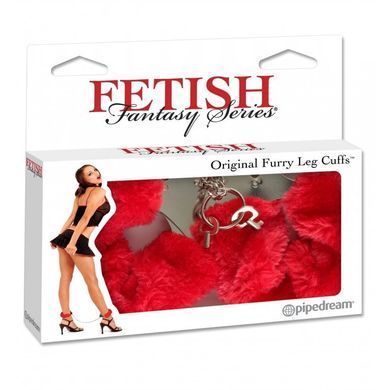 Металеві поножи Furry Leg Cuffs Red купити в sex shop Sexy