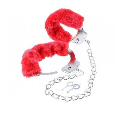 Металеві поножи Furry Leg Cuffs Red купити в sex shop Sexy