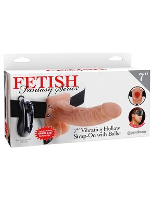 Полый страпон Fetish Fantasy Series 7 Vibrating Hollow Strap-On with Balls Flesh купить в sex shop Sexy