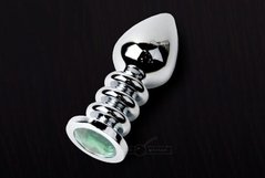 Металлическая анальная пробка Silver L Emerald купить в sex shop Sexy