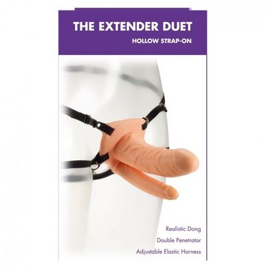 Порожній страпон для подвійного проникнення Kinx The Extender Duet Hollow Strap-On Flesh купити в sex shop Sexy