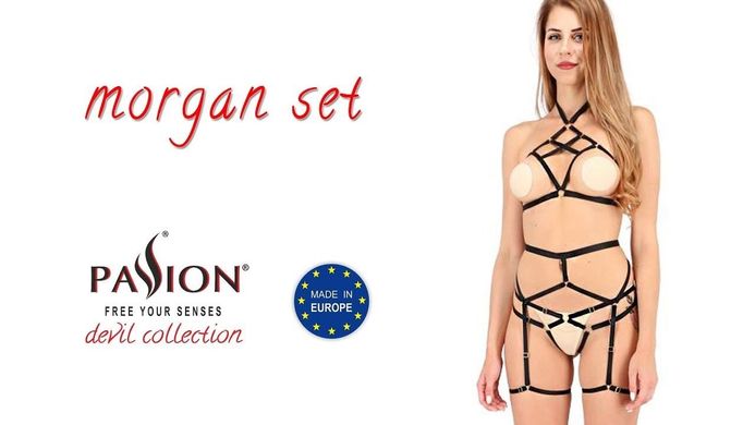 MORGAN SET WITH OPEN BRA black S/M - Passion Exclusive купить в sex shop Sexy