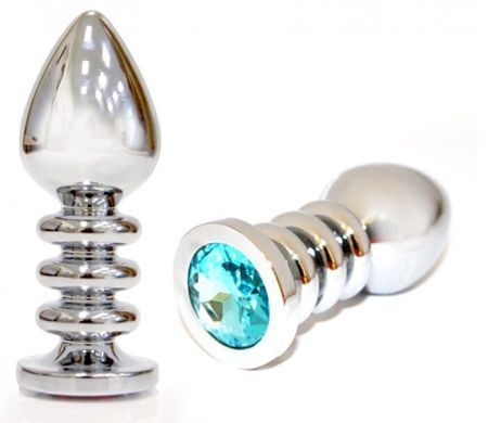Металева анальна пробка Silver L LW Blue купити в sex shop Sexy