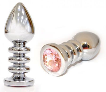 Металева анальна пробка Silver L Pink купити в sex shop Sexy
