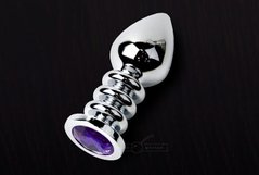 Металлическая анальная пробка Silver L Purple купить в sex shop Sexy