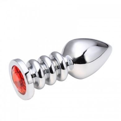 Металева анальна пробка Silver L Ruby купити в sex shop Sexy
