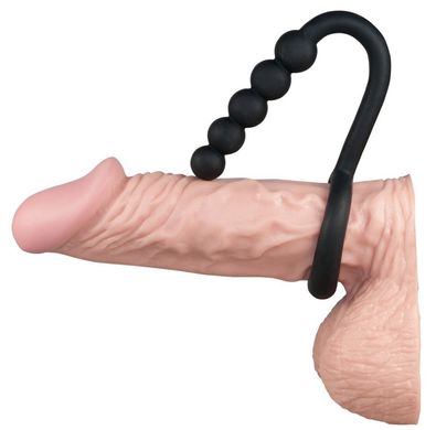 Эрекционное кольцо с анальным стимулятором Mr. Hook Cockring With Balls купить в sex shop Sexy