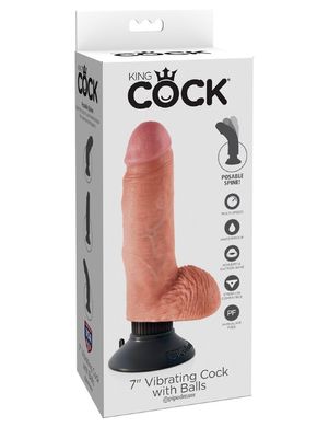 Реалістичний вібратор King Cock 7 Vibrating Cock with Balls Flesh купити в sex shop Sexy