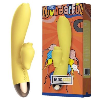Вібратор-кролик з підігрівом і пустотливим язичком для клітора Leten Wonderful Yellow купити в sex shop Sexy