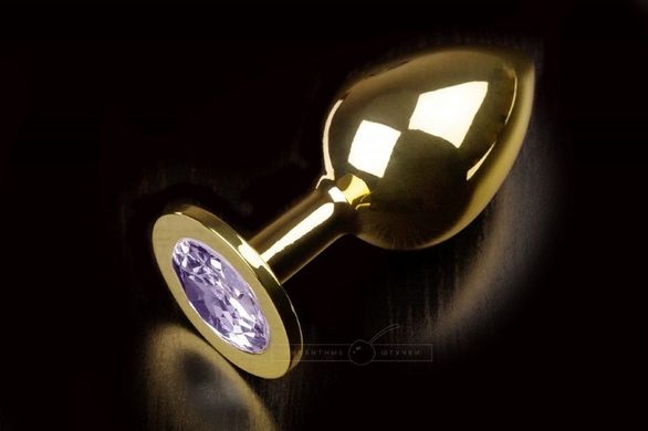 Металева анальна пробка з кристалом Large Gold Baby Purple купити в sex shop Sexy