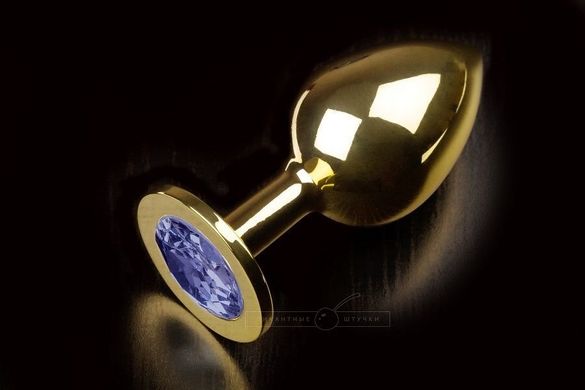 Металева анальна пробка з кристалом Large Gold Blue купити в sex shop Sexy