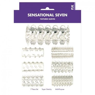 Набір насадок Kinx Sensual Seven Textured Sleeves Transparent Small купити в sex shop Sexy