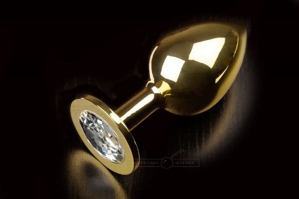 Металева анальна пробка з кристалом Large Gold Diamond купити в sex shop Sexy