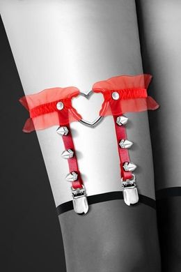 Гартер Bijoux Pour Toi With Heart Spikes Red купити в sex shop Sexy