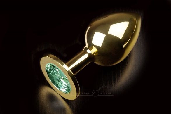 Металева анальна пробка з кристалом Large Gold Emerald купити в sex shop Sexy
