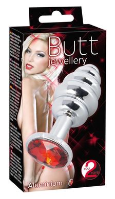 Анальная пробка с кристаллом Aluminium Butt Plug Grooves купить в sex shop Sexy