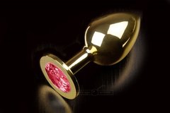 Металева анальна пробка з кристалом Large Gold Ruby купити в sex shop Sexy