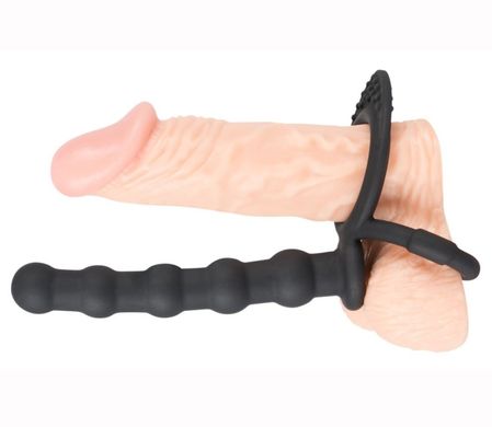 Насадка для двойного проникновения Black Velvets Cock & Ball Ring купить в sex shop Sexy