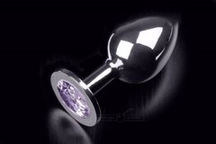 Металлическая анальная пробка с кристаллом Large Silver Baby Purple купить в sex shop Sexy