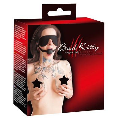Маска з кляпом і зажіамі для сосків Bad Kitty Ball Gag With Nipple Clamps купити в sex shop Sexy