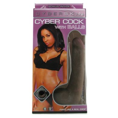 Вібратор CyberSkin 8 Vibrating CyberCock with Balls Dark купити в sex shop Sexy