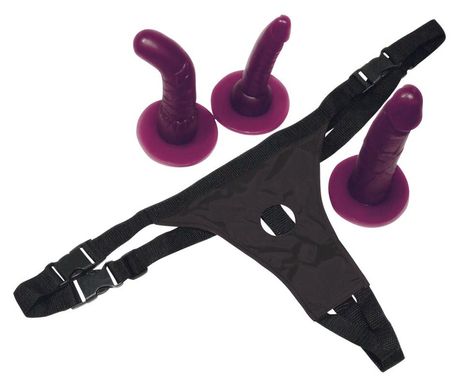 Страпон з насадками Bad Kitty Strap-On Purple Set купити в sex shop Sexy
