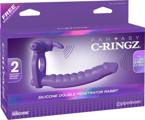 Насадка для подвійного проникнення з вібрацією Fantasy C-Ringz Silicone Double Penetrator Rabbit купити в sex shop Sexy