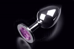 Металева анальна пробка з кристалом Large Silver Purple купити в sex shop Sexy