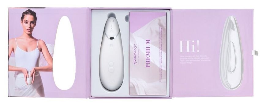 Вакуумный клиторальный стимулятор Womanizer Premium White купити в sex shop Sexy