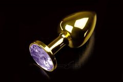 Металлическая анальная пробка с кристаллом Small Gold Baby Purple купить в sex shop Sexy