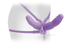 Двойной вибро-страпон Fetish Fantasy Elite Vibrating Double Delight Strap-On Purple купить в sex shop Sexy
