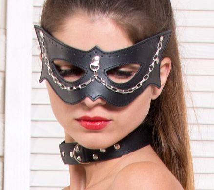 Кожаная маска Scappa Cat с цепями купить в sex shop Sexy