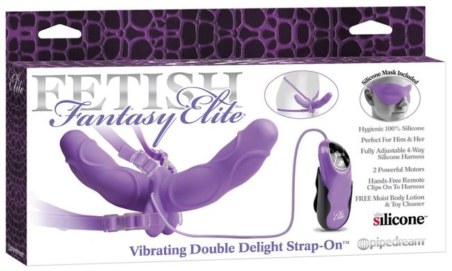 Подвійний вібро-страпон Fetish Fantasy Elite Vibrating Double Delight Strap-On Purple купити в sex shop Sexy