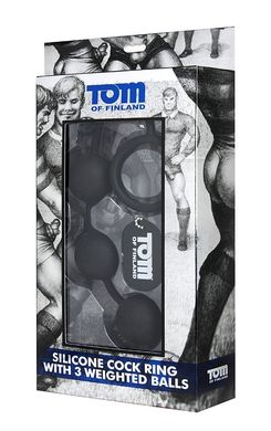 Анальные шарики с эрекционным кольцом Tom of Finland Silicone Cock Ring with 3 Weighted Balls купить в sex shop Sexy
