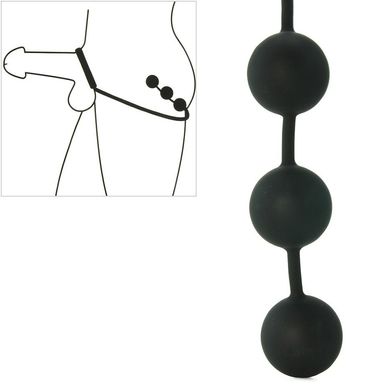 Анальні кульки з ерекційне кільце Tom of Finland Silicone Cock Ring with 3 Weighted Balls купити в sex shop Sexy