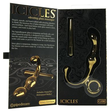 Скляний вібро-стимулятор Icicles Gold Edition G08 купити в sex shop Sexy