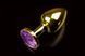 Металева анальна пробка з кристалом Small Gold Purple купити в секс шоп Sexy