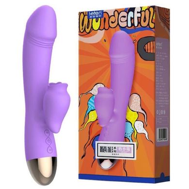 Вібратор-кролик з підігрівом і пустотливим язичком для клітора Leten Wonderful Purple купити в sex shop Sexy