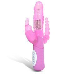 Вибратор тройной стимуляции Dual Pleasure Slimline Rabbit Pink купить в sex shop Sexy