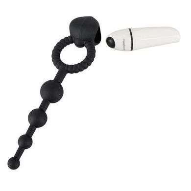Эрекционное вибро-кольцо с анальной цепочкой Blow Pop Black Penisring купить в sex shop Sexy