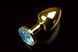 Металева анальна пробка з кристалом Small Gold Water Blue купити в секс шоп Sexy