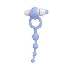 Эрекционное вибро-кольцо с анальной цепочкой Blow Pop Blue Penisring купить в sex shop Sexy
