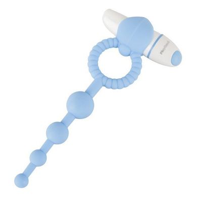 Эрекционное вибро-кольцо с анальной цепочкой Blow Pop Blue Penisring купить в sex shop Sexy