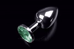 Металлическая анальная пробка с кристаллом Small Silver Emerald купить в sex shop Sexy