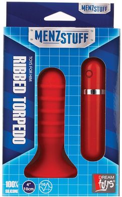 Анальна вібро-пробка Menzstuff Ribbed Torpedo Vibr. 4Inch Red купити в sex shop Sexy