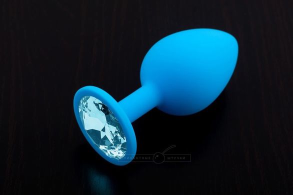 Силіконова анальна пробка Blue L Diamond прозорий кристал купити в sex shop Sexy