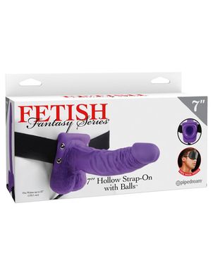 Порожній страпон Fetish Fantasy Series 7 Hollow Strap-On with Balls Purple купити в sex shop Sexy