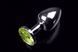 Металева анальна пробка з кристалом Small Silver Green купити в секс шоп Sexy