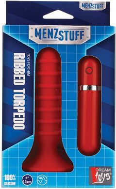 Анальна вібро-пробка Menzstuff Ribbed Torpedo Vibr. 5Inch Red купити в sex shop Sexy