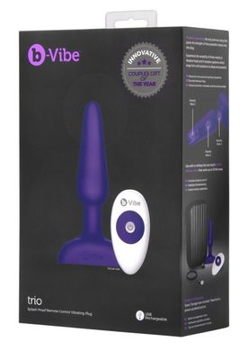 Анальна пробка з ДУ B-Vibe Trio Plug Purple купити в sex shop Sexy